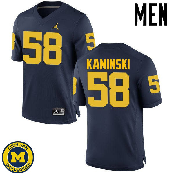 Men University of Michigan #58 Alex Kaminski Navy High School Football Jersey